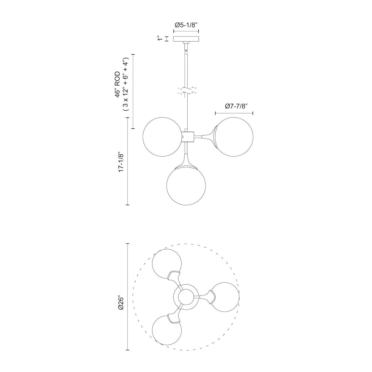 Chandelier Nouveau - Verre mate d'or / opale âgé 26" by Alora Lighting | Luminaires & cie