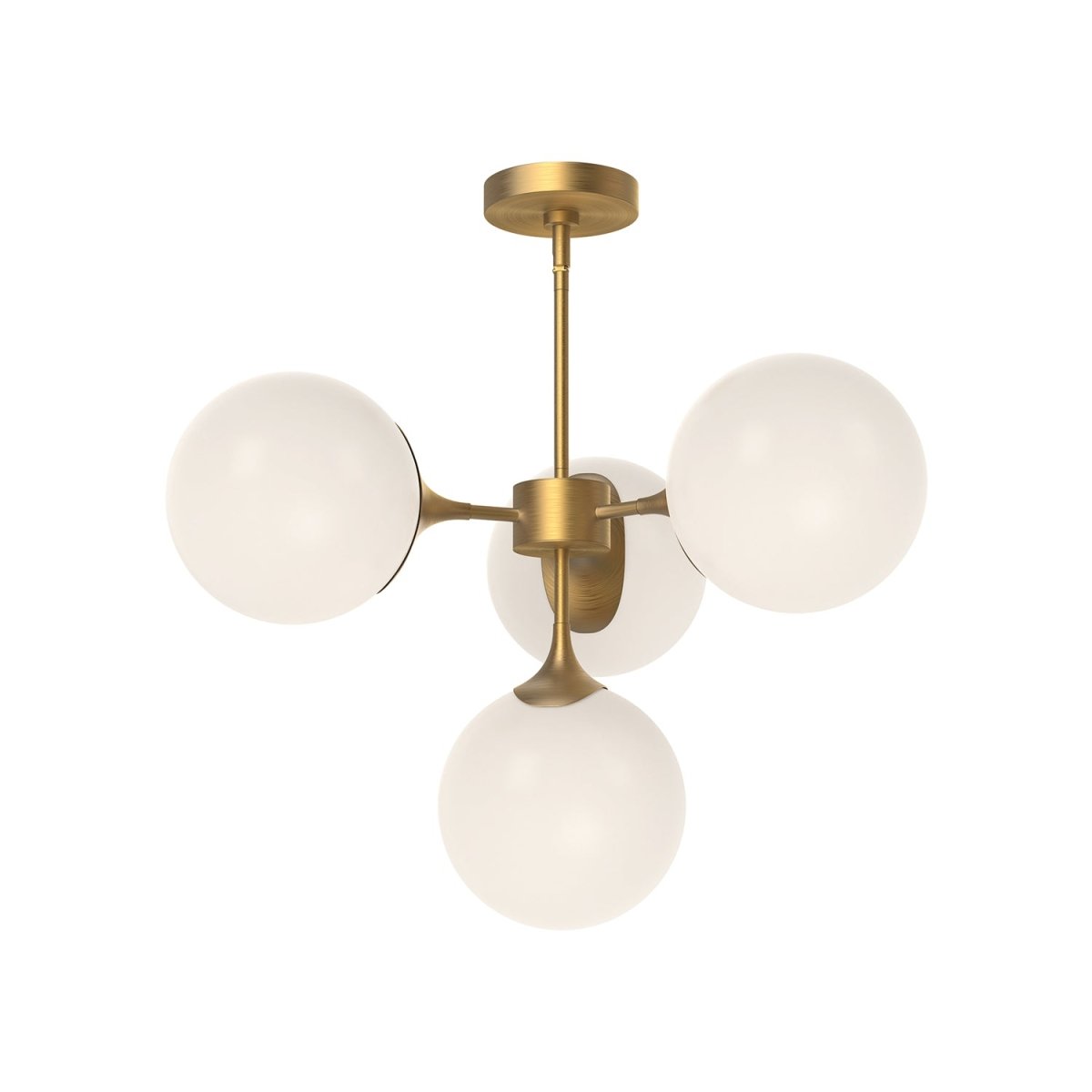 Chandelier Nouveau - Verre mate d'or / opale âgé 26" by Alora Lighting | Luminaires & cie