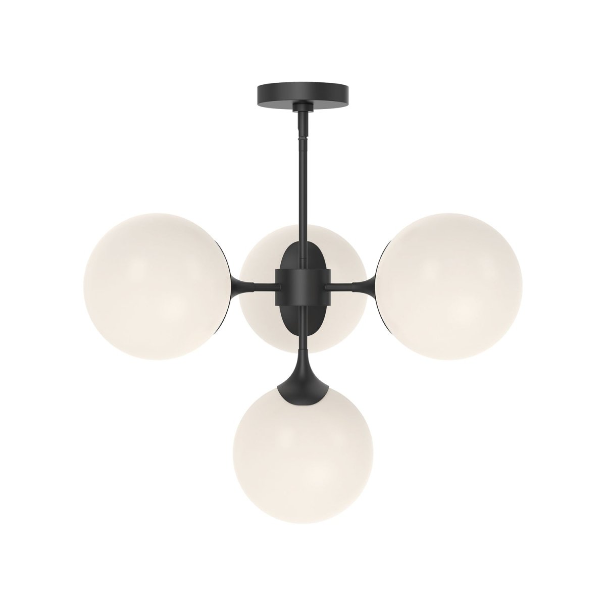 Chandelier Nouveau - Verre mate mat / opale mate 26" by Alora Lighting | Luminaires & cie