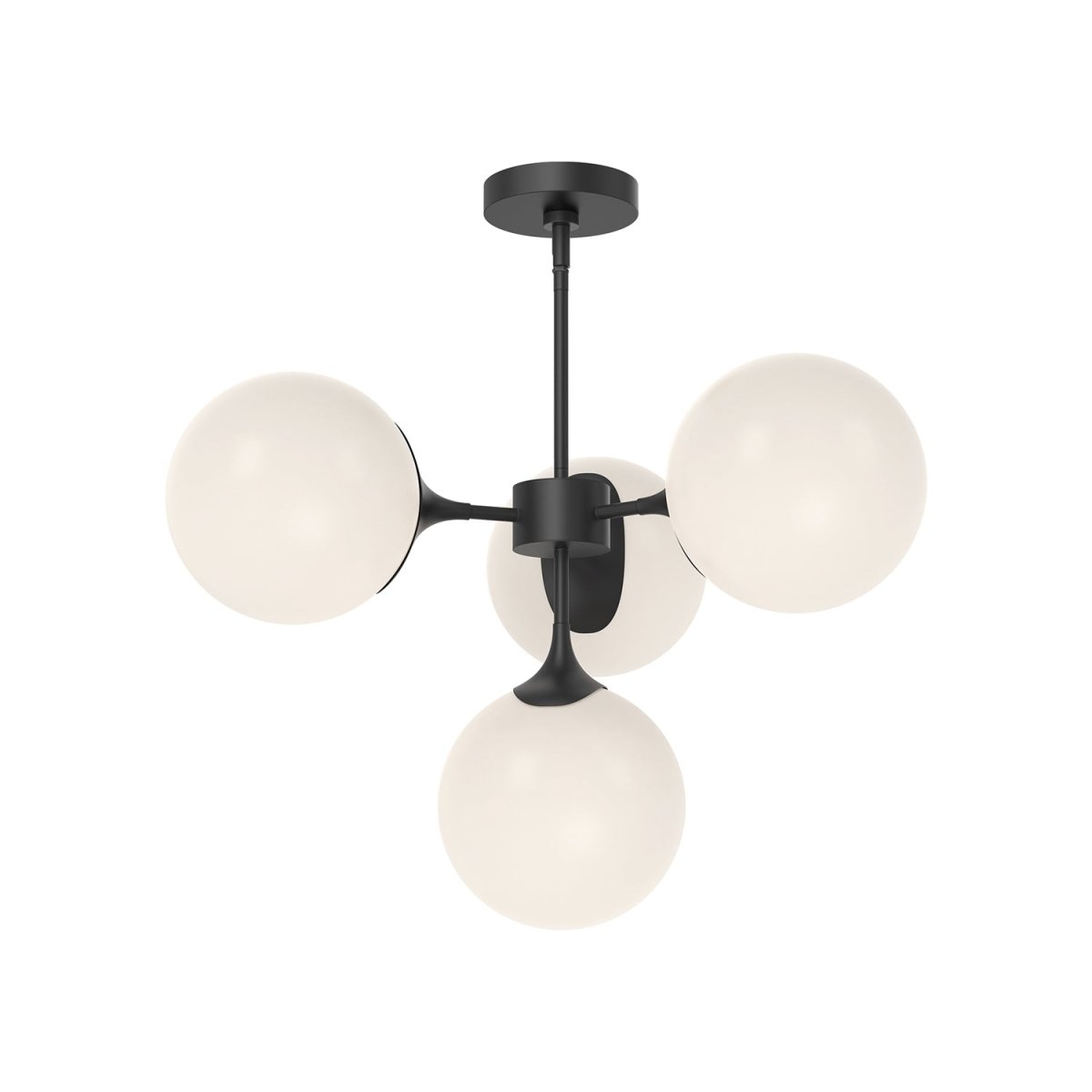 Chandelier Nouveau - Verre mate mat / opale mate 26" by Alora Lighting | Luminaires & cie