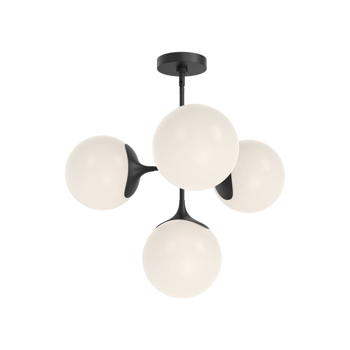 Chandelier Nouveau - Verre mate mat / opale mate 26" by Alora Lighting | Luminaires & cie
