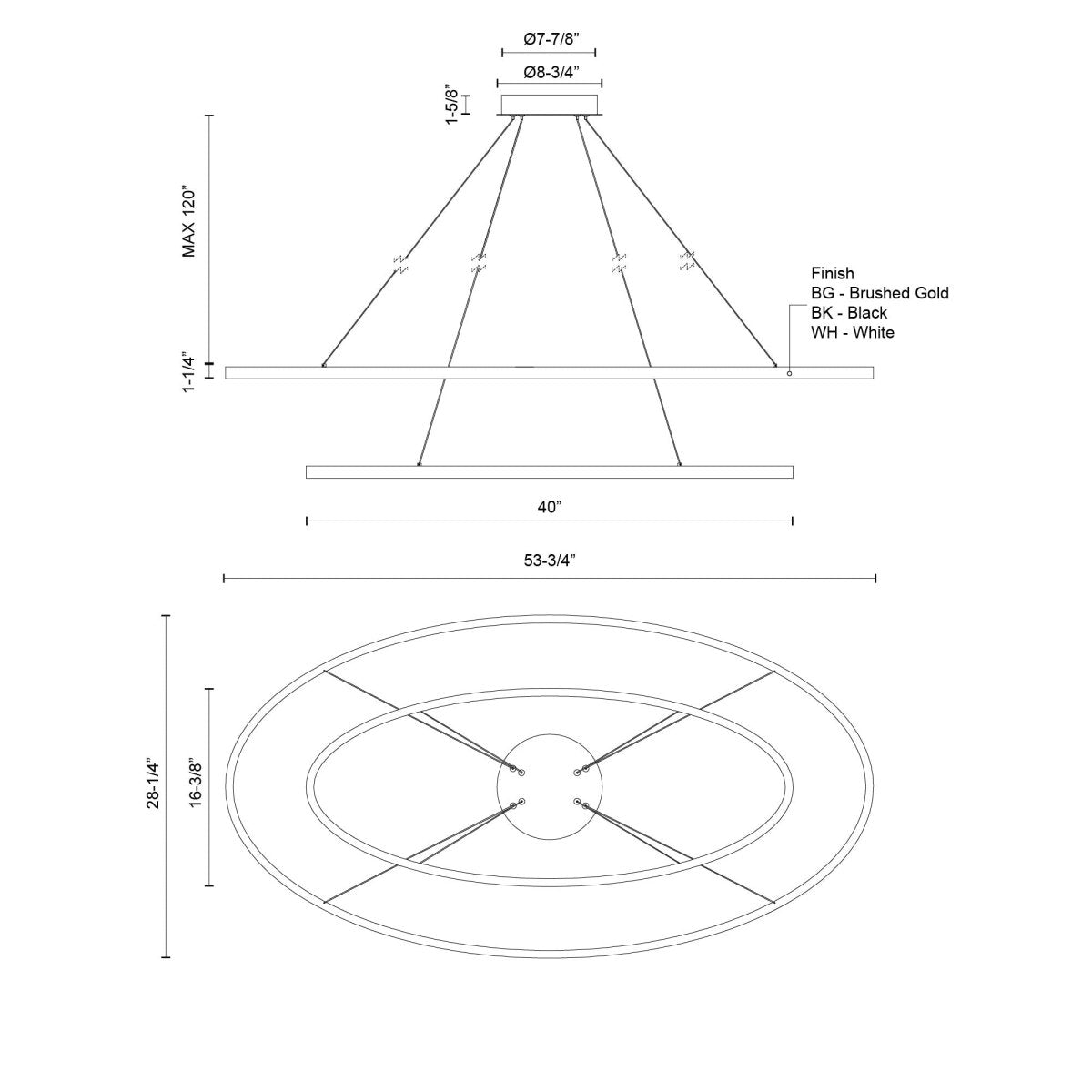 Chandelier Ovale - Or brossé by Kuzco Lighting | Luminaires & cie