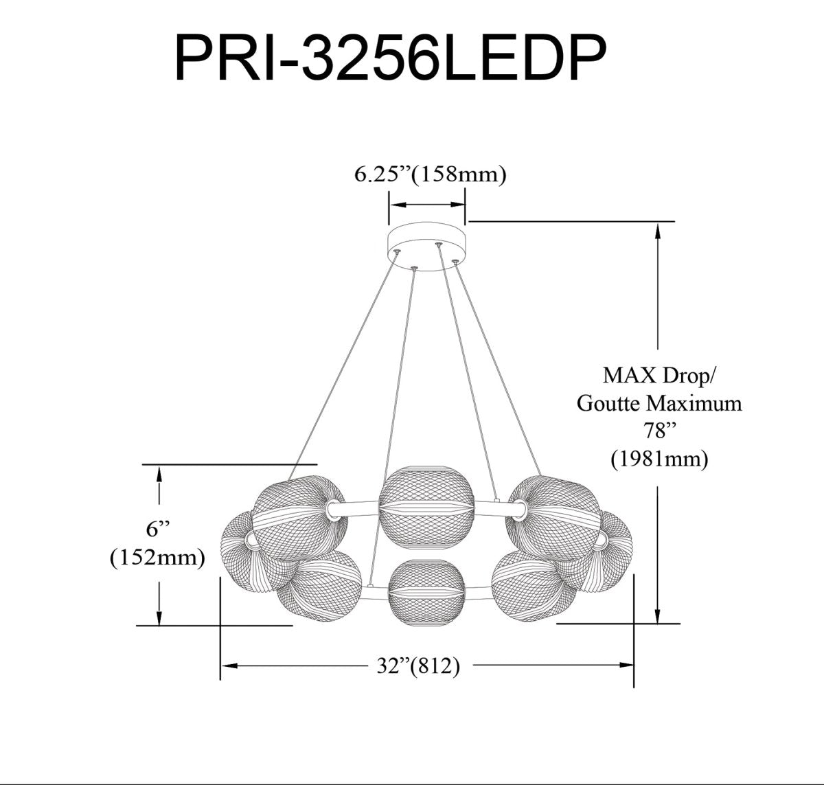 Chandelier Peri - Noir mat by Dainolite | Luminaires & cie