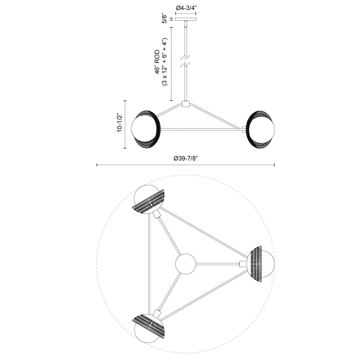 Chandelier Perth - Gold - or / Verre d'Opale by Alora Lighting | Luminaires & cie