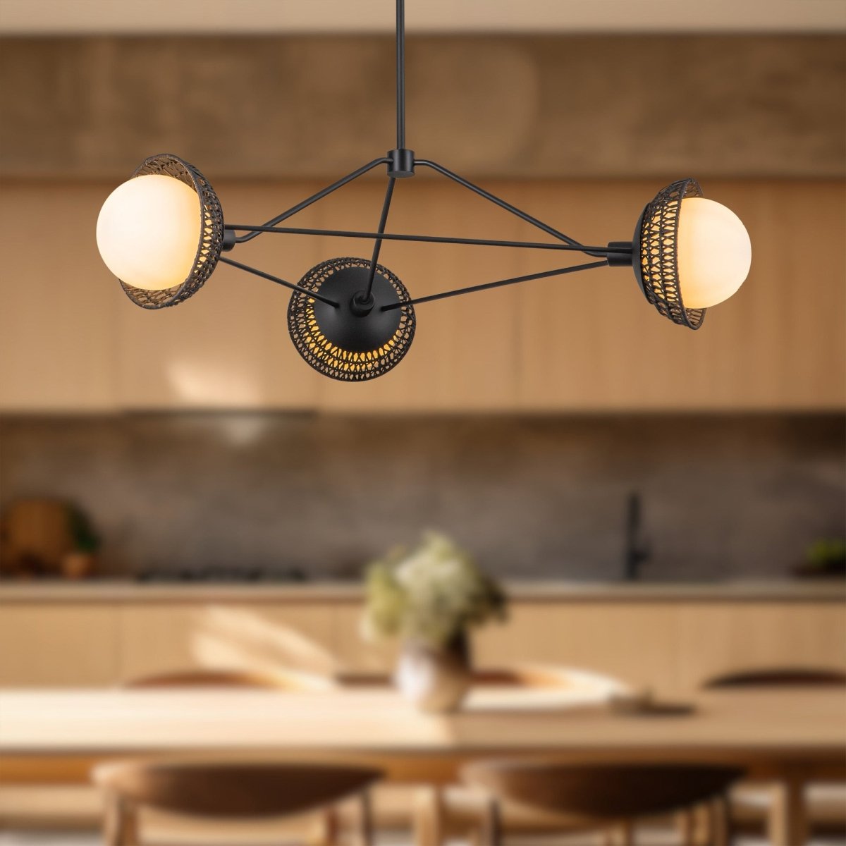 Chandelier Perth - Verre noir / opale mat by Alora Lighting | Luminaires & cie