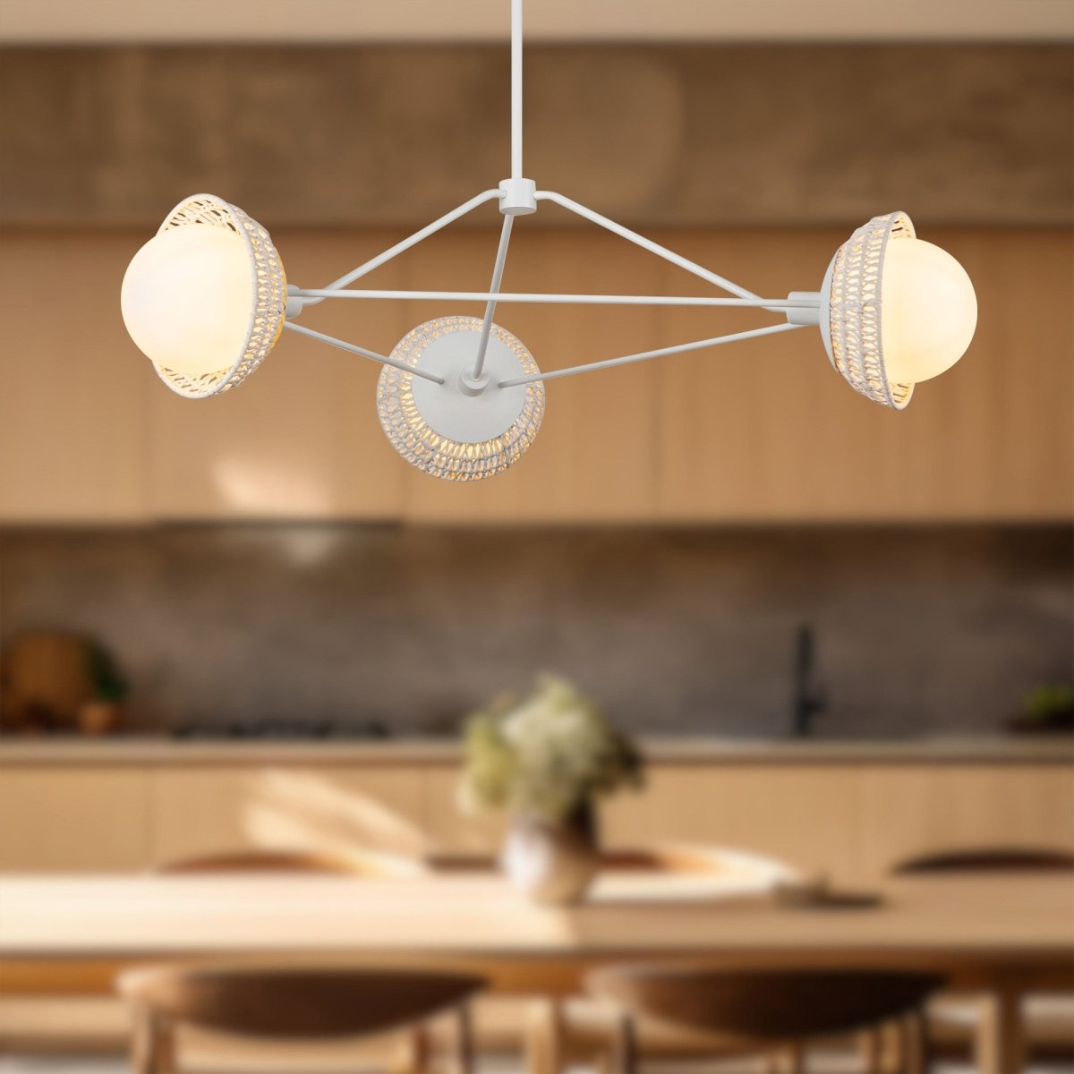 Chandelier Perth - Verre blanc / opale by Alora Lighting | Luminaires & cie