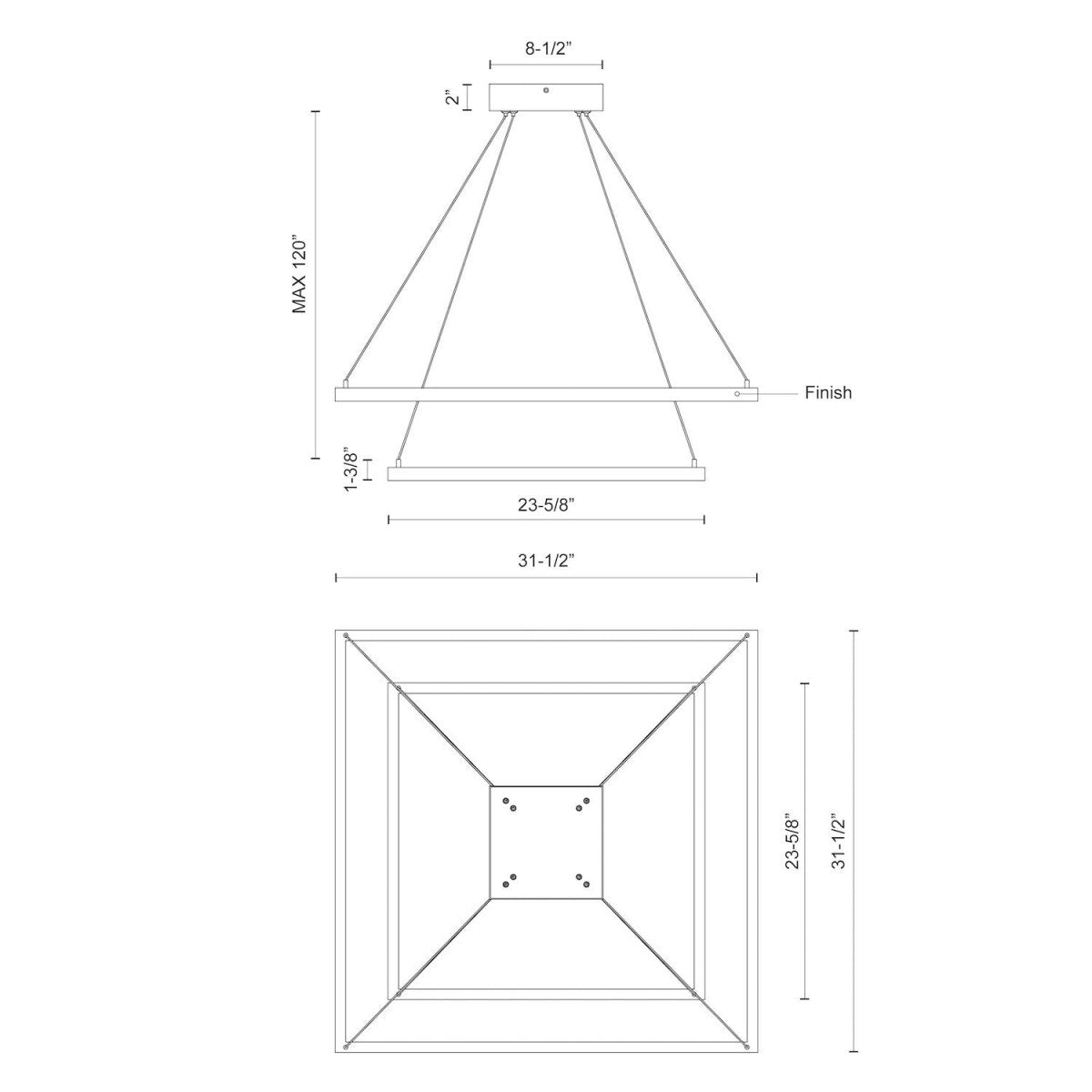 Chandelier Piazza - Or brossé 31 1/2" 2 - étages by Kuzco Lighting | Luminaires & cie