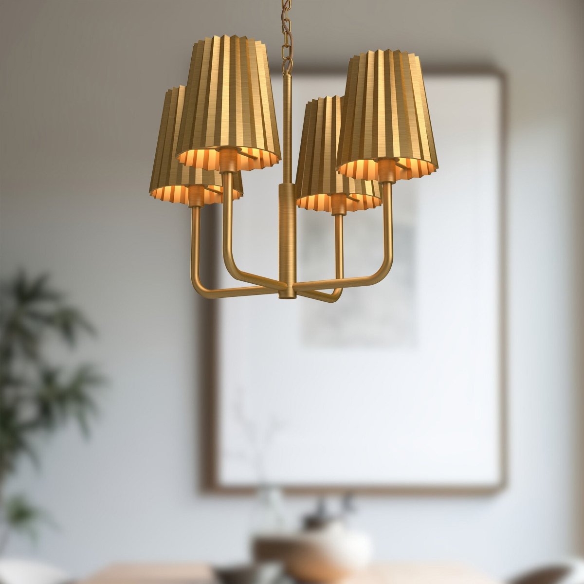 Chandelier Plisse - Or vieilli 22 1/2" by Alora Lighting | Luminaires & cie
