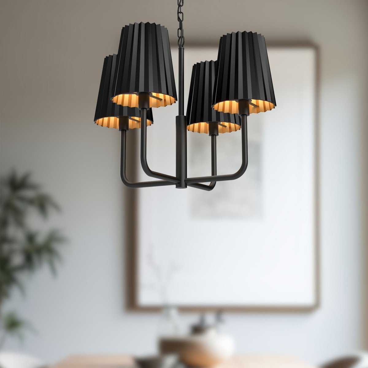 Chandelier Plisse - Noir mat 22 1/2" by Alora Lighting | Luminaires & cie