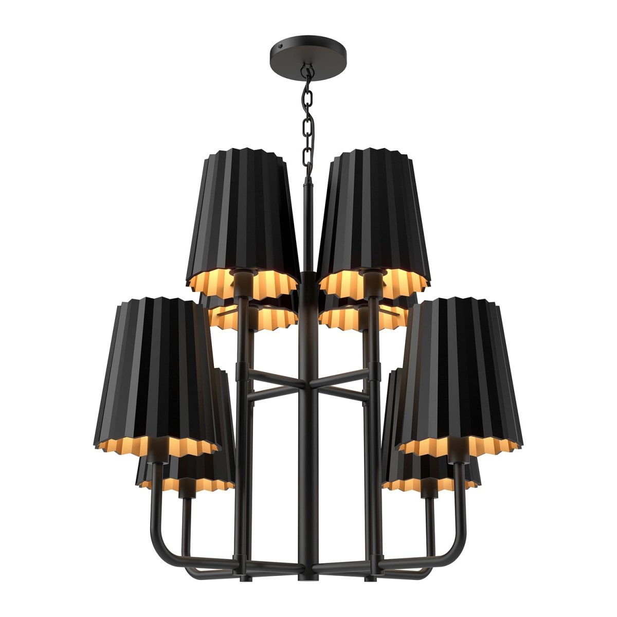Chandelier Plisse - Noir mat 30" by Alora Lighting | Luminaires & cie