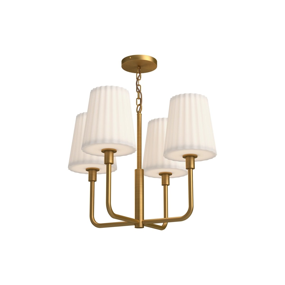Chandelier Plisse - Verre mate d'or / opale âgé 22 1/2" by Alora Lighting | Luminaires & cie