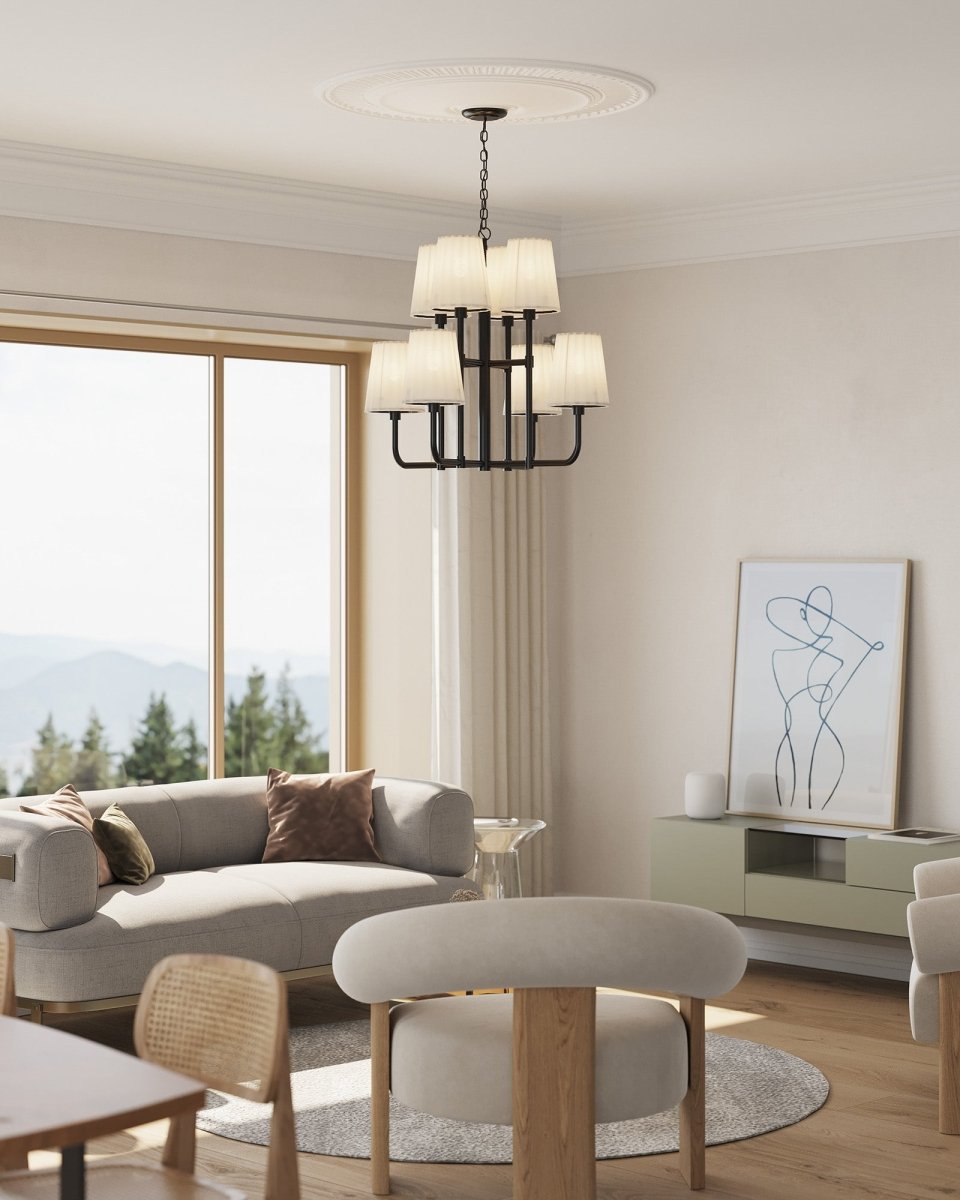 Chandelier Plisse - Verre mate mat / opale mate 30" by Alora Lighting | Luminaires & cie