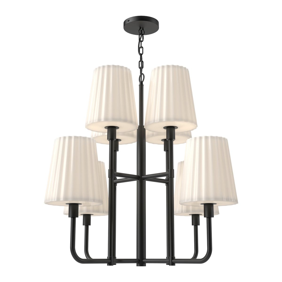 Chandelier Plisse - Verre mate mat / opale mate 30" by Alora Lighting | Luminaires & cie