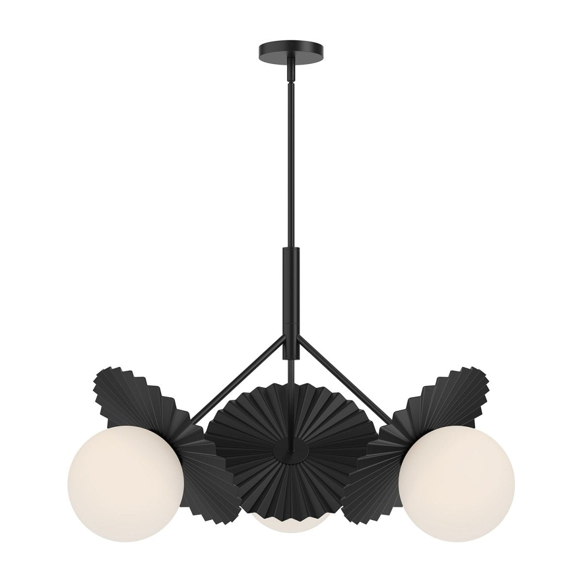 Chandelier Plume - Verre noir / opale mat 33 5/8" by Alora Lighting | Luminaires & cie