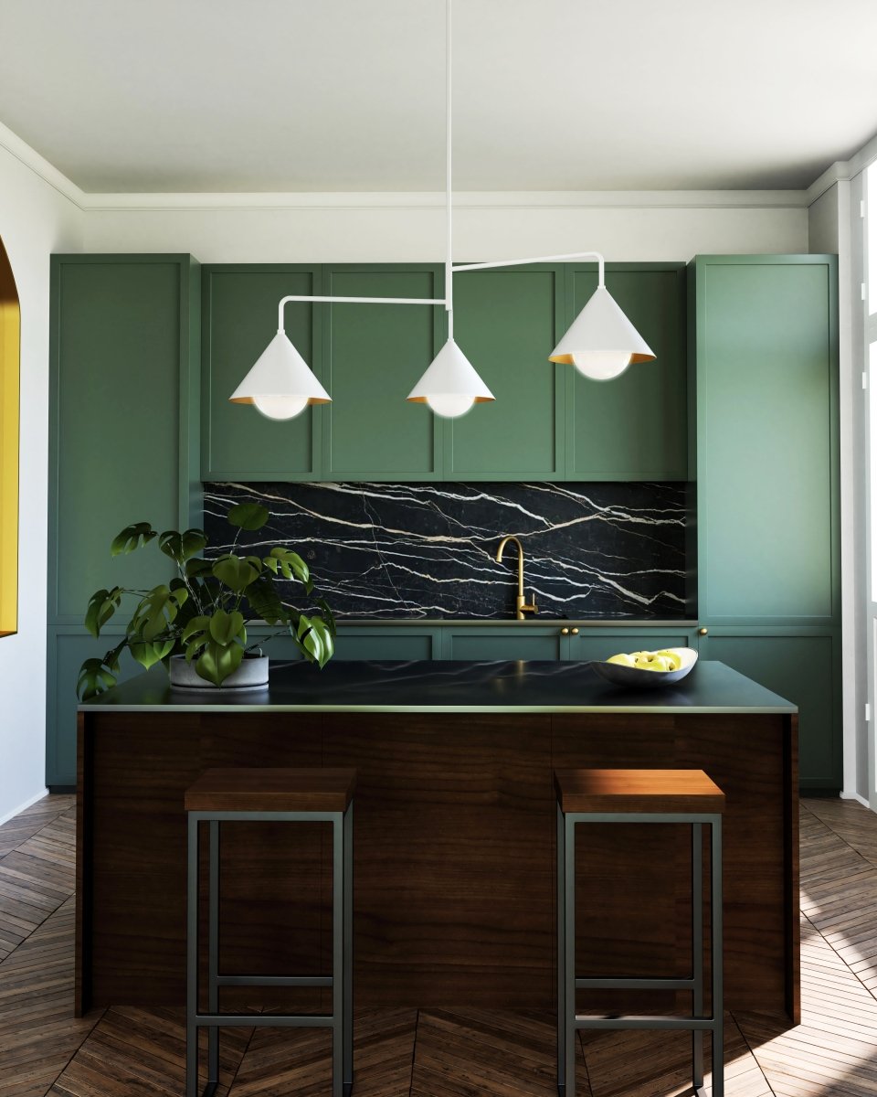 Chandelier Remy - Verre blanc / opale by Alora Lighting | Luminaires & cie