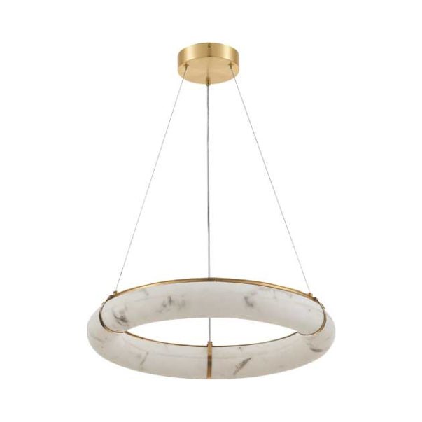 Chandelier Reuben - Laiton vieilli et albâtre 23 3/4" by Dainolite | Luminaires & cie