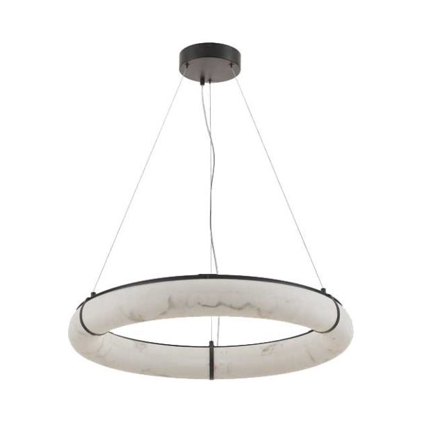 Chandelier Reuben - Noir mat et albâtre 27" by Dainolite | Luminaires & cie