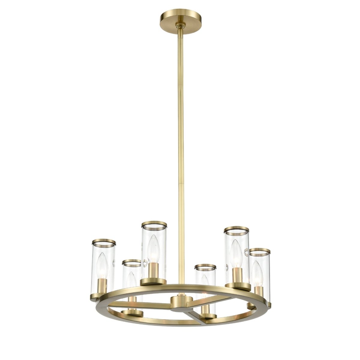 Chandelier Revolve - Verre transparent / laiton naturel 18 5/8" 6 5/8" by Alora Lighting | Luminaires & cie