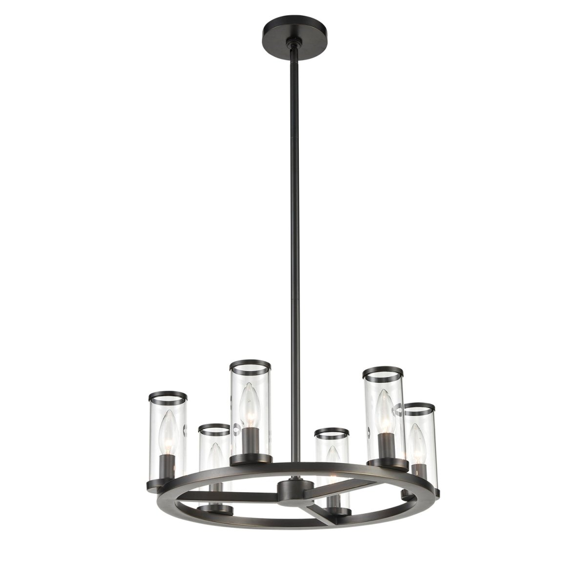 Chandelier Revolve - Verre transparent / bronze urbain 18 5/8" 6 5/8" by Alora Lighting | Luminaires & cie