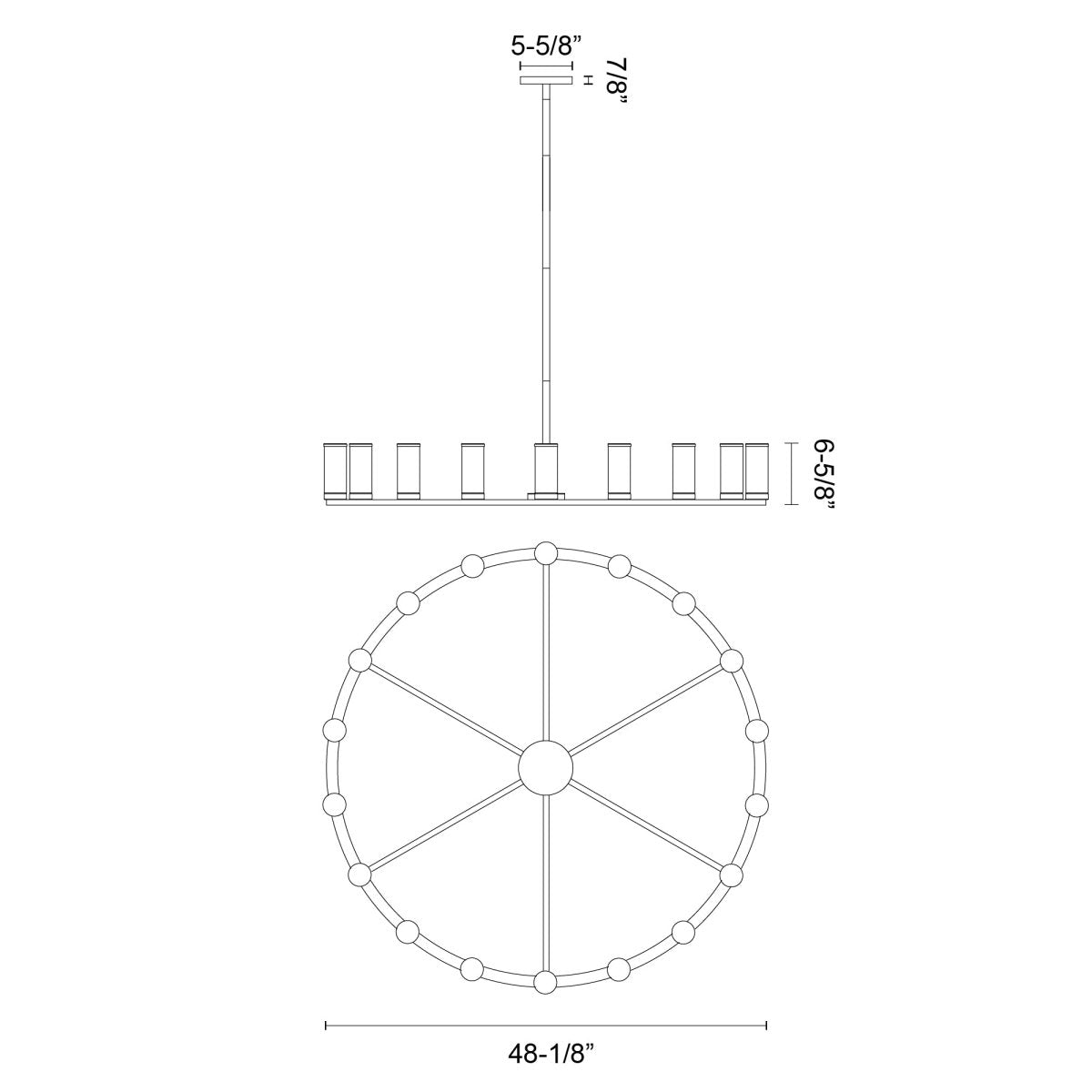 Chandelier Revolve - Verre transparent / laiton naturel 48 1/8" 6 5/8" by Alora Lighting | Luminaires & cie