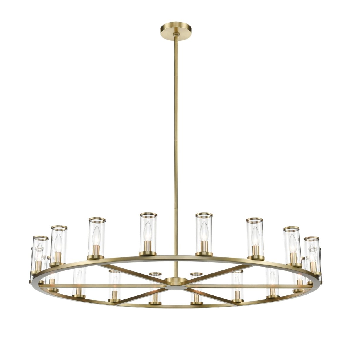Chandelier Revolve - Verre transparent / laiton naturel 48 1/8" 6 5/8" by Alora Lighting | Luminaires & cie