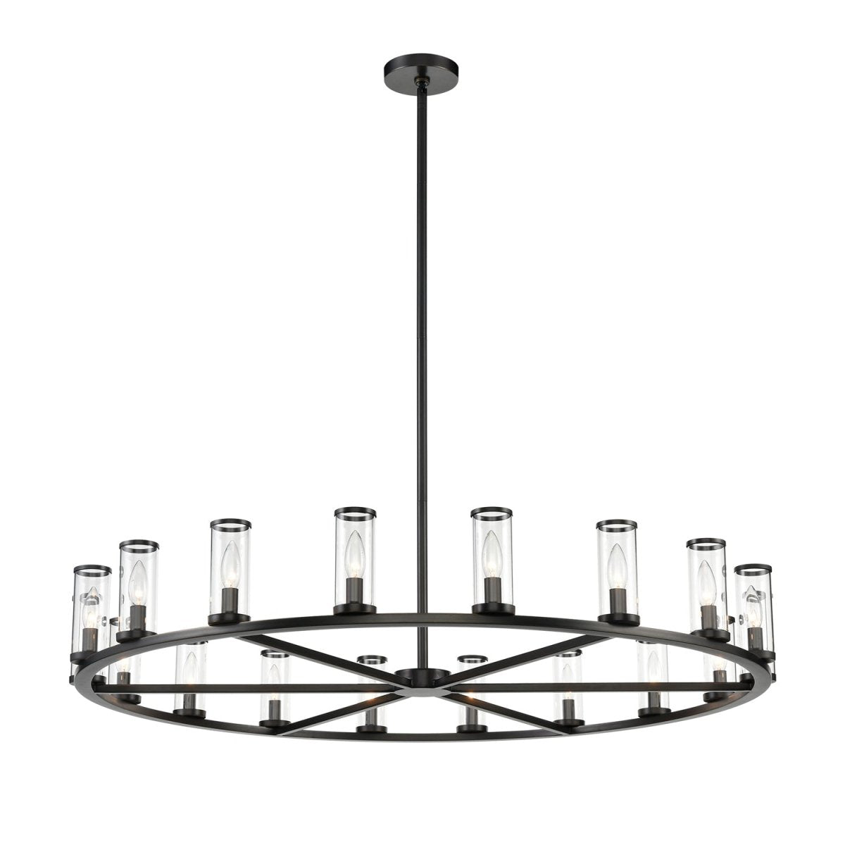 Chandelier Revolve - Verre transparent / bronze urbain 48 1/8" 6 5/8" by Alora Lighting | Luminaires & cie