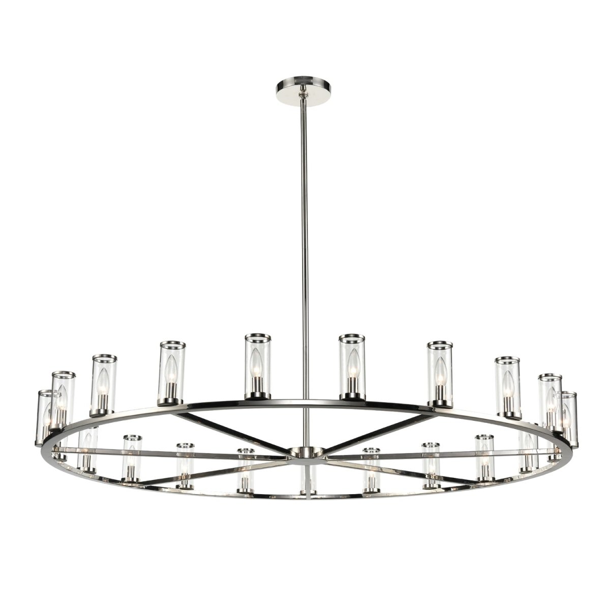 Chandelier Revolve - Verre transparent / nickel poli 60 3/8" 6 5/8" by Alora Lighting | Luminaires & cie