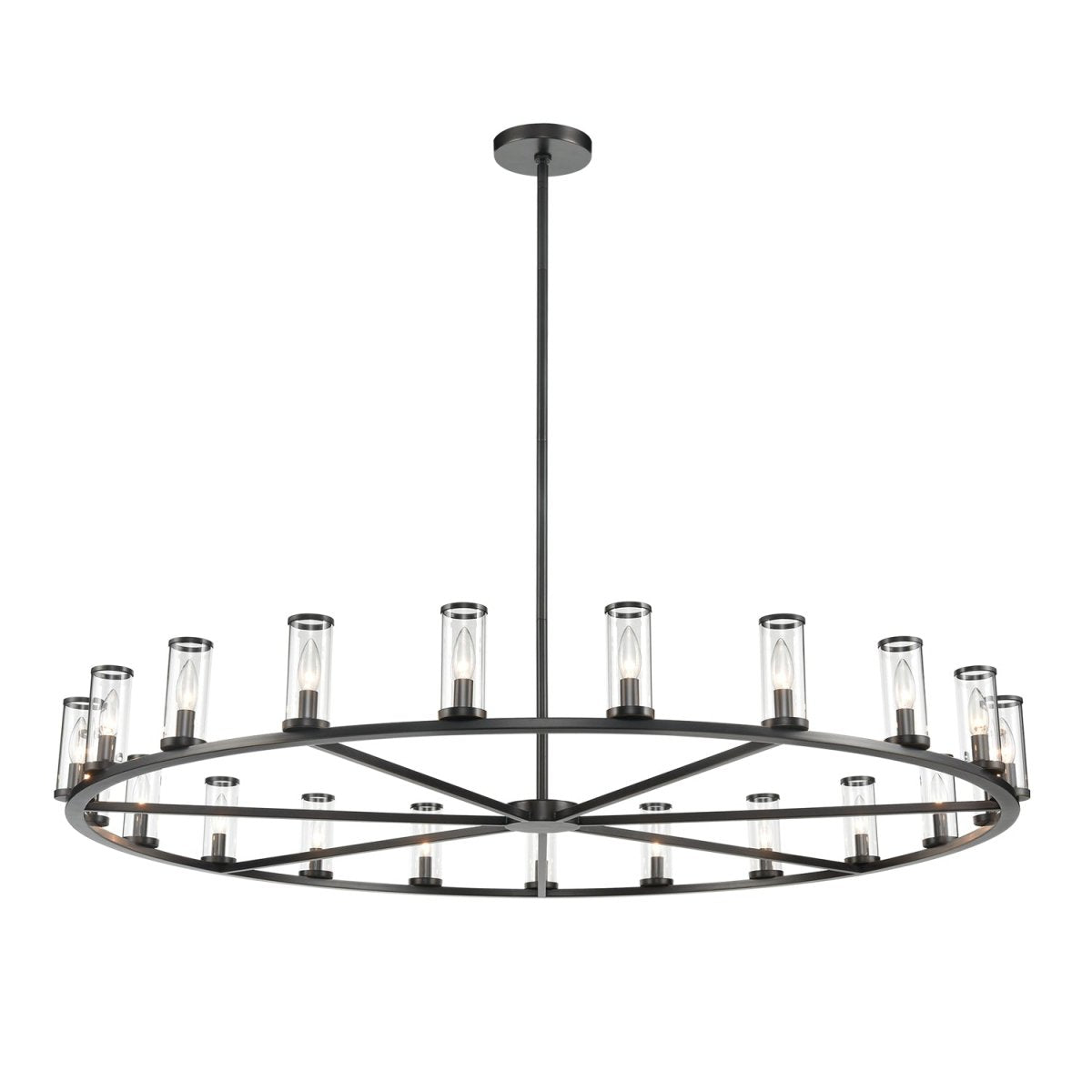 Chandelier Revolve - Verre transparent / bronze urbain 60 3/8" 6 5/8" by Alora Lighting | Luminaires & cie