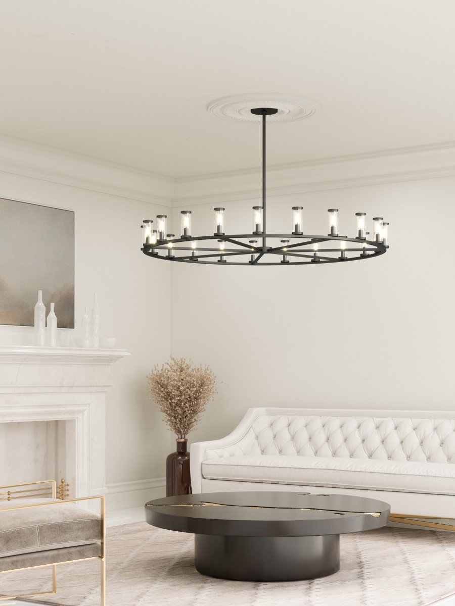 Chandelier Revolve - Verre transparent / bronze urbain 60 3/8" 6 5/8" by Alora Lighting | Luminaires & cie
