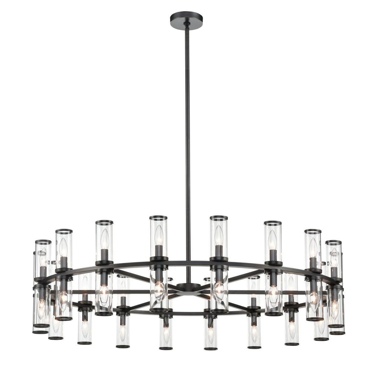 Chandelier Revolve - Verre transparent / bronze urbain 48 1/8" 12 5/8" by Alora Lighting | Luminaires & cie
