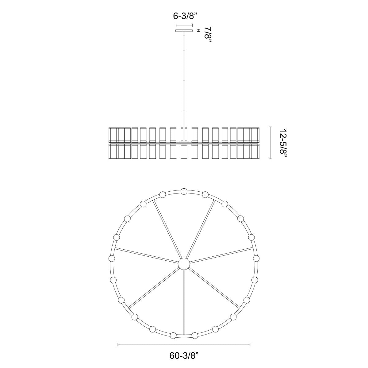 Chandelier Revolve - Verre transparent / laiton naturel 60 3/8" 12 5/8" by Alora Lighting | Luminaires & cie