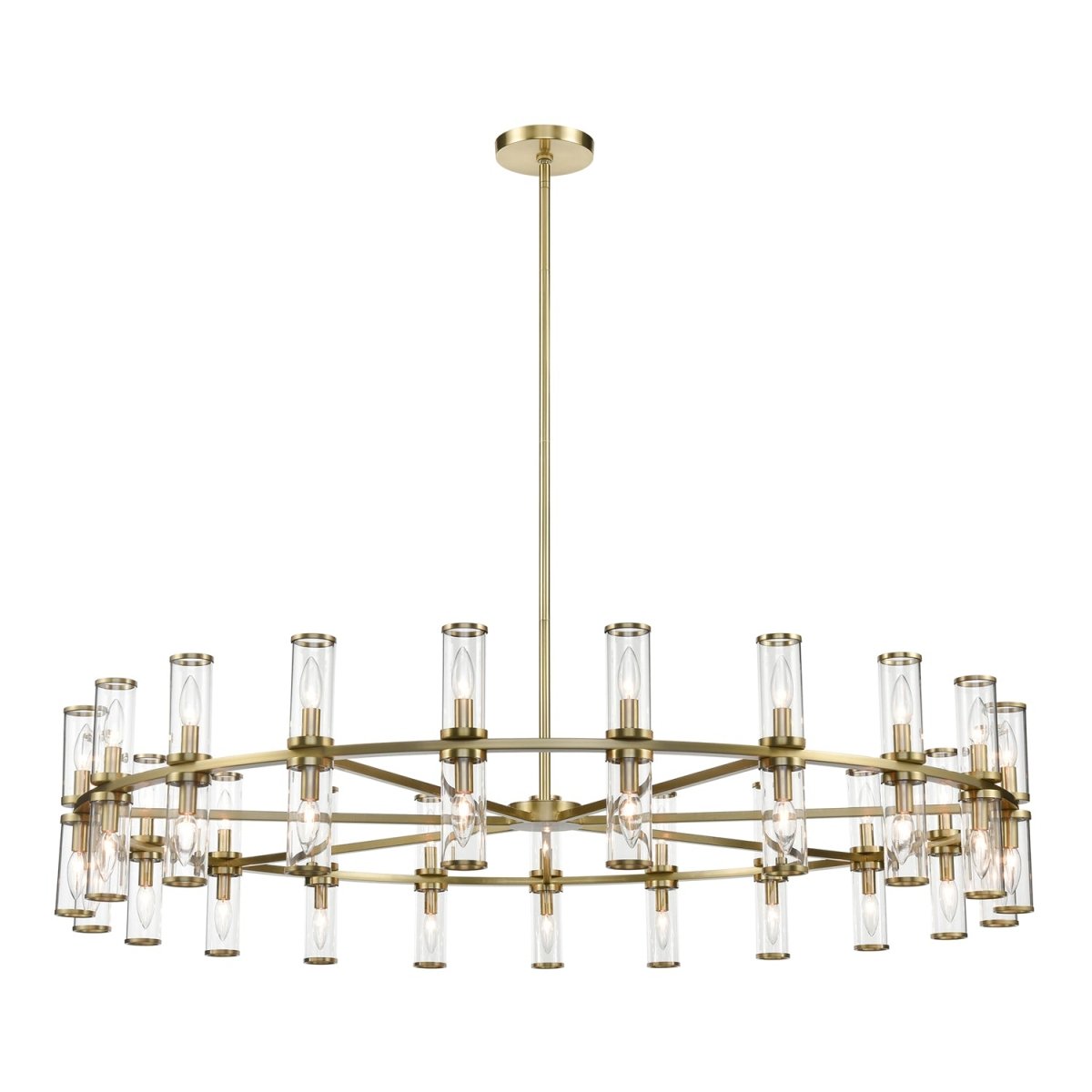 Chandelier Revolve - Verre transparent / laiton naturel 60 3/8" 12 5/8" by Alora Lighting | Luminaires & cie