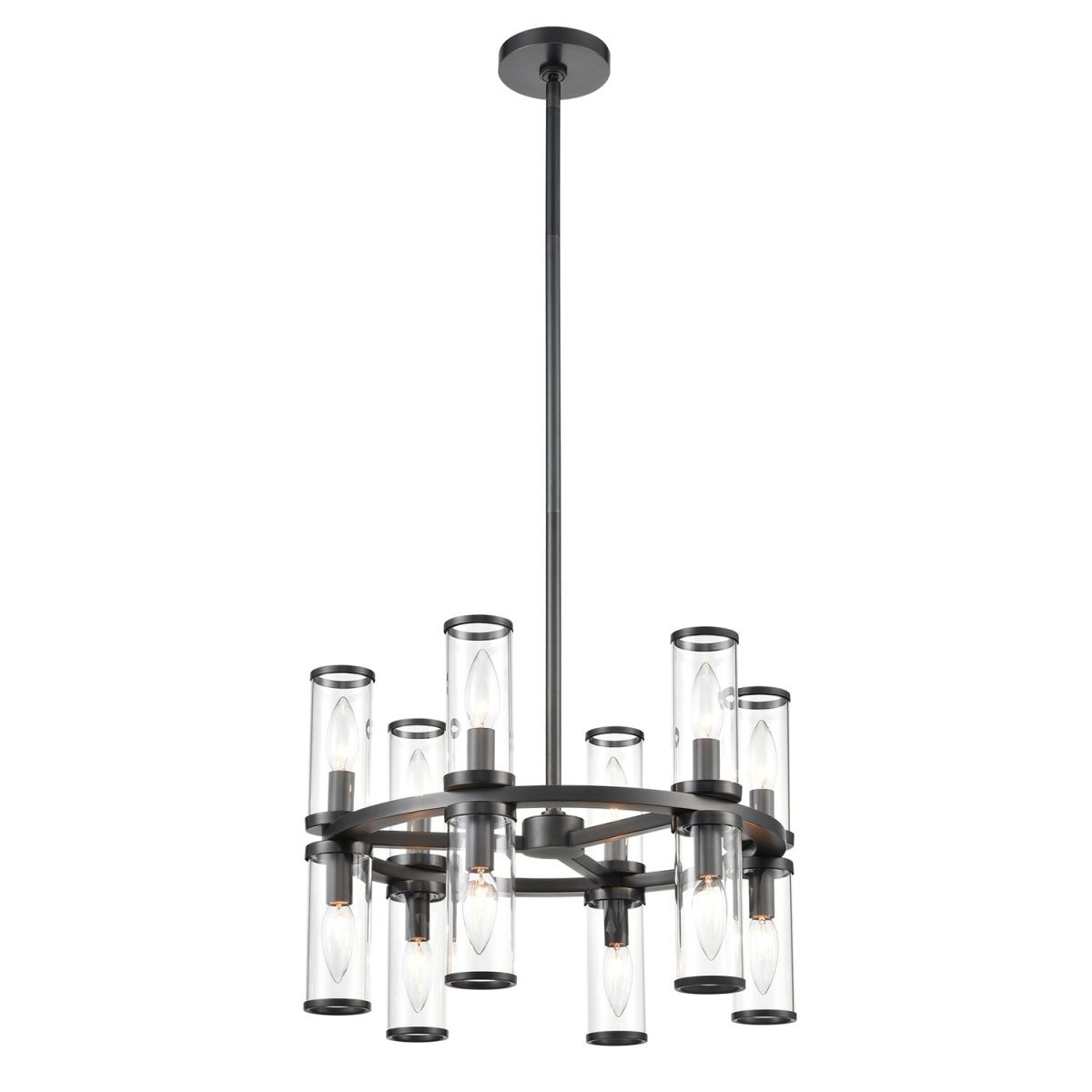 Chandelier Revolve - Verre transparent / bronze urbain 18 5/8" 12 5/8" by Alora Lighting | Luminaires & cie