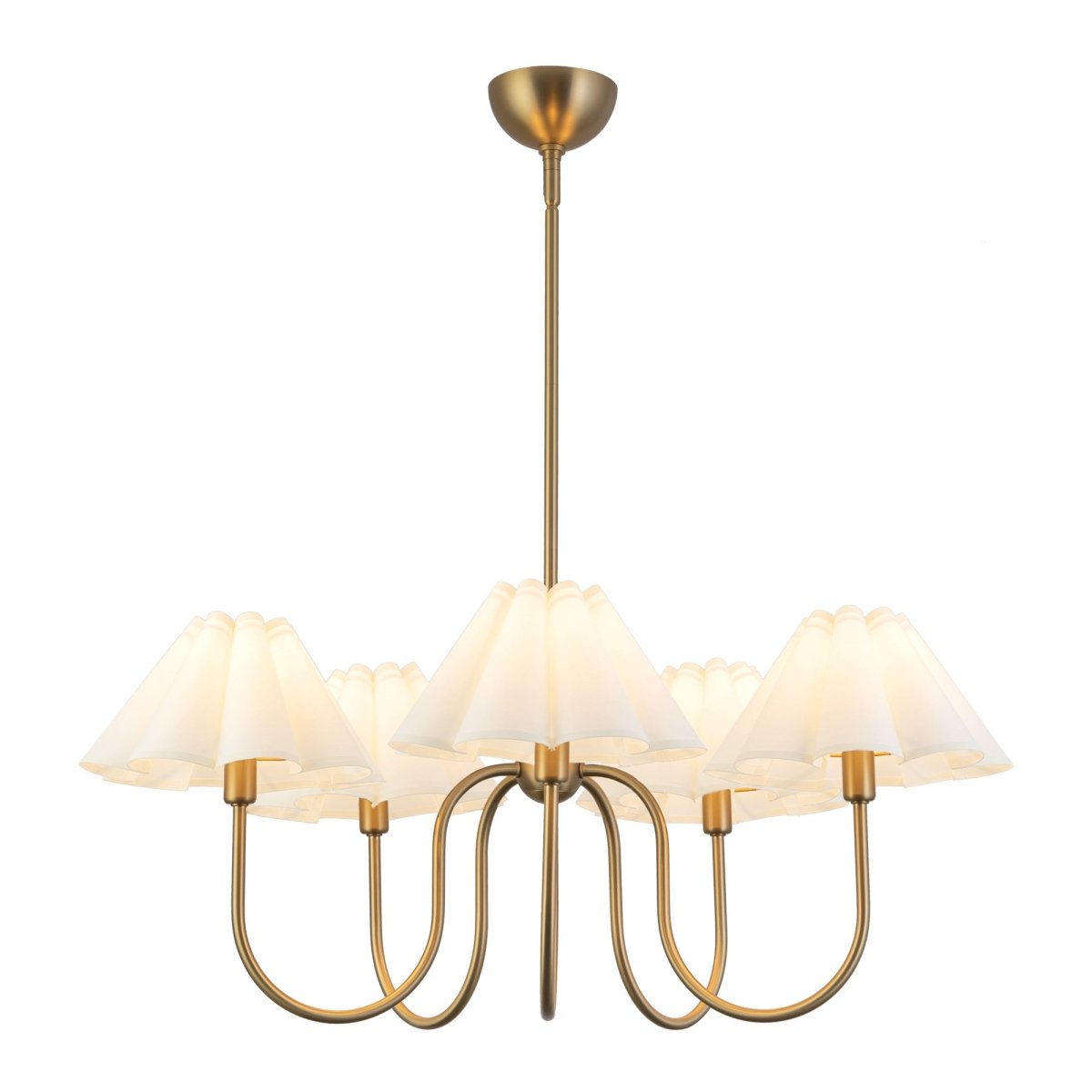 Chandelier Rosemary - Or brossé / blanc plié by Alora Lighting | Luminaires & cie