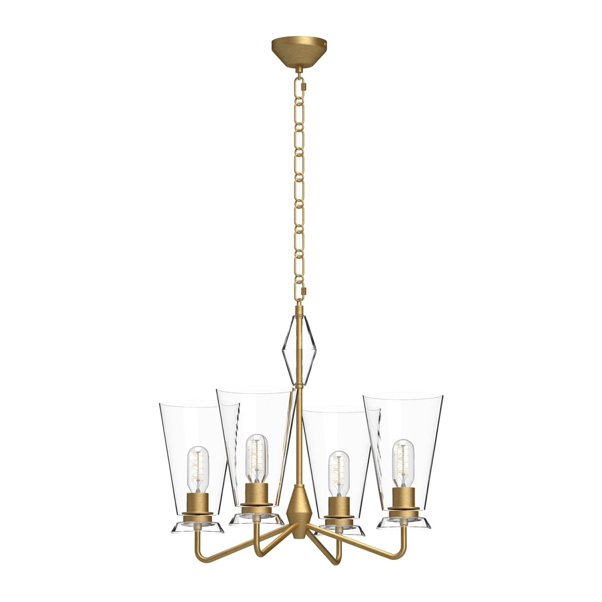 Chandelier Salem - Gold / verre clair brossé by Alora Lighting | Luminaires & cie
