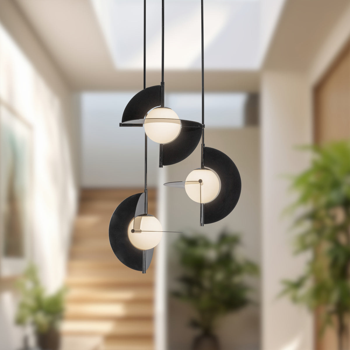 Lustre Scorpio Noir brillant / Verre opale – vue 5