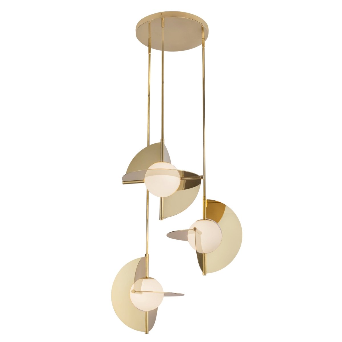 Chandelier Scorpio - Laiton métallique / verre opal by Kuzco Lighting | Luminaires & cie