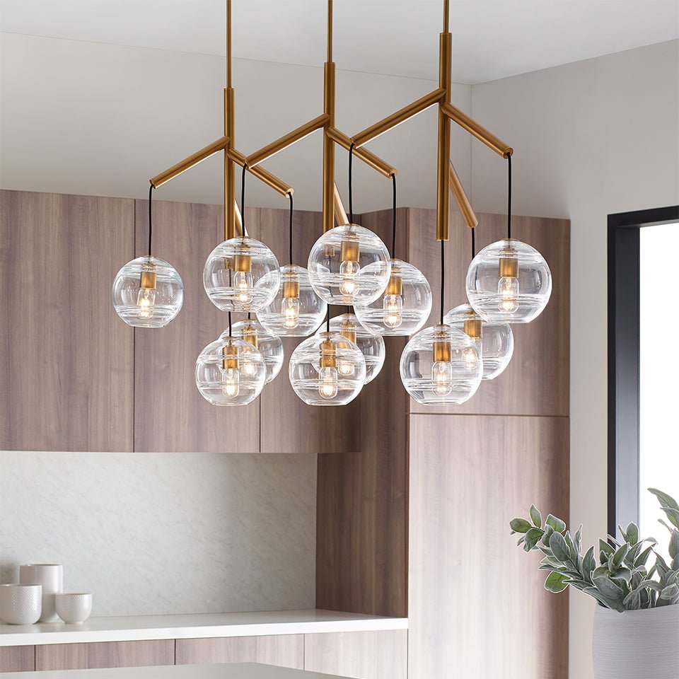 Chandelier Sedona Triple - Laiton vieilli Transparent Non by Tech Lighting | Luminaires & cie