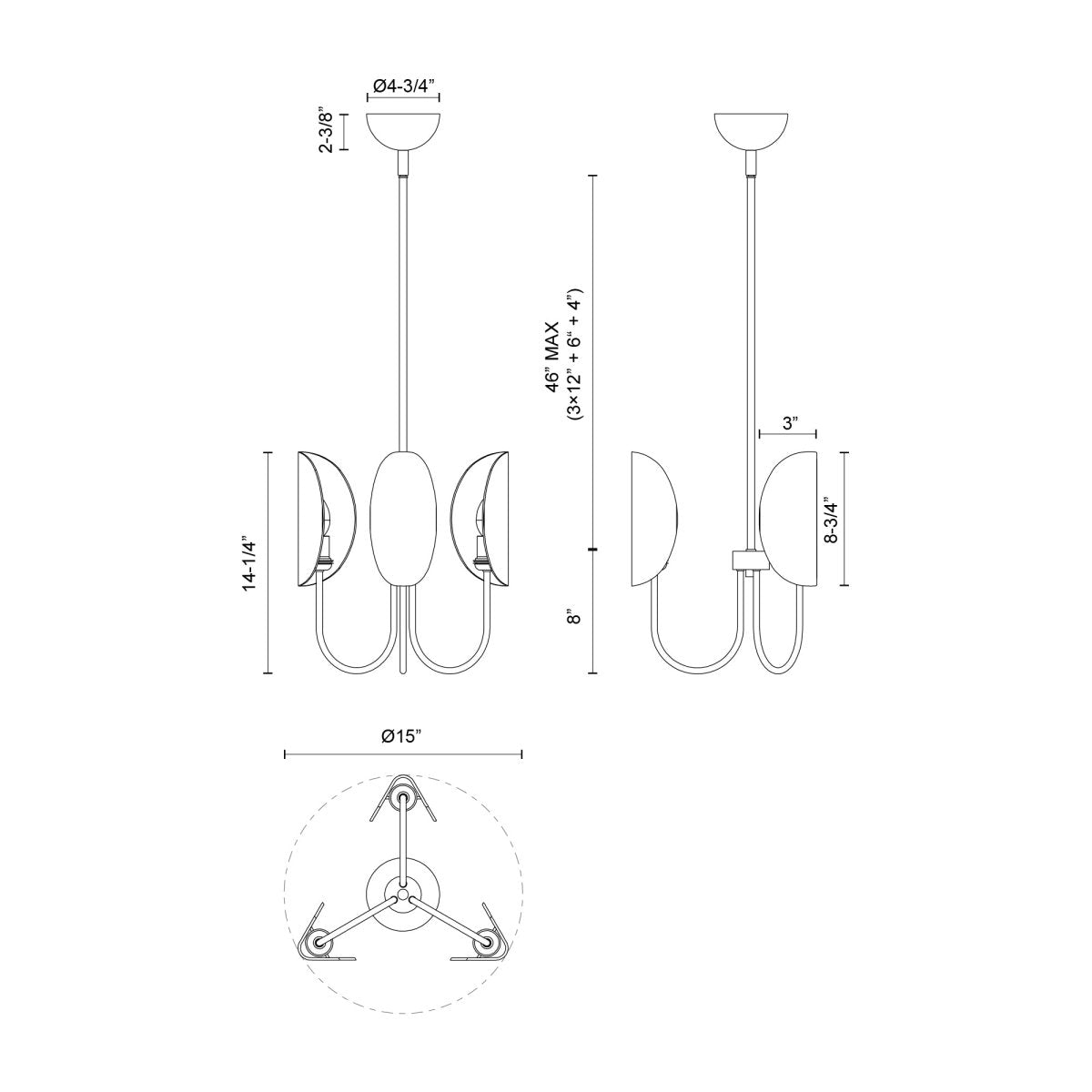 Chandelier Seno - Or vieilli 15" by Alora Lighting | Luminaires & cie