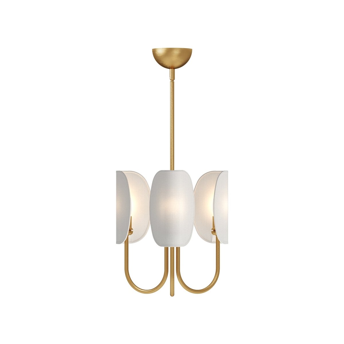 Chandelier Seno - Tissu de coton en or / blanc âgé 15" by Alora Lighting | Luminaires & cie