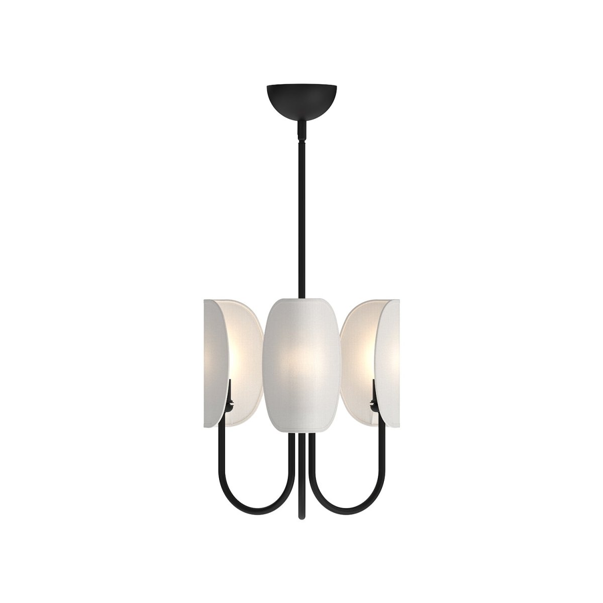 Chandelier Seno - Tissu de coton noir / blanc mat 15" by Alora Lighting | Luminaires & cie