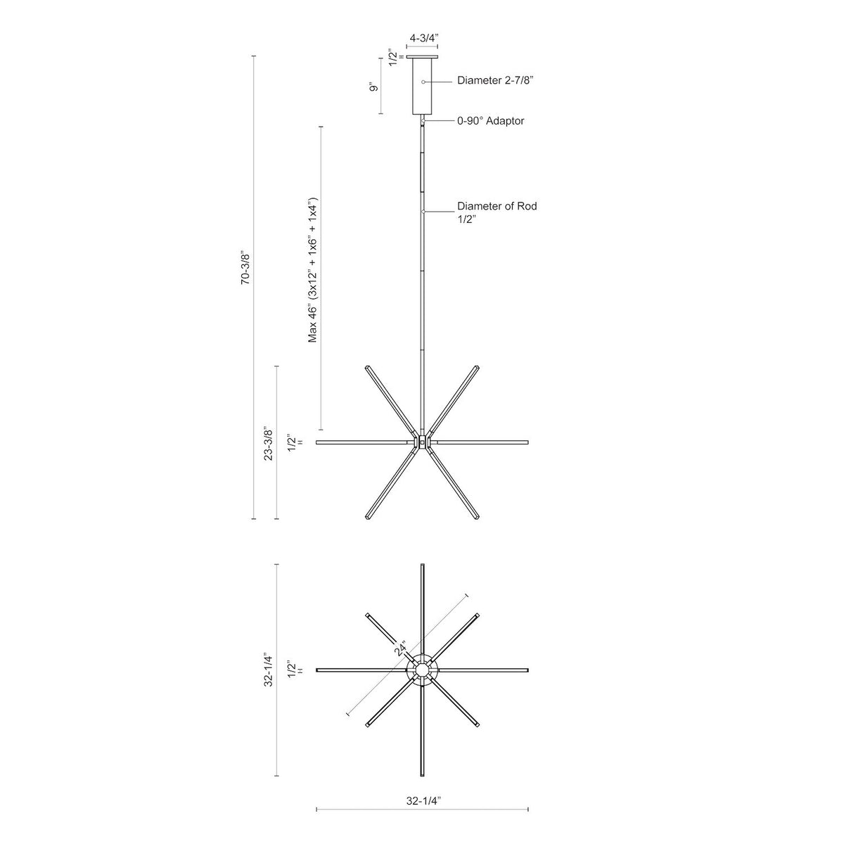 Lustre Sirius Minor Or brossé, 32 1/4" – vue 3