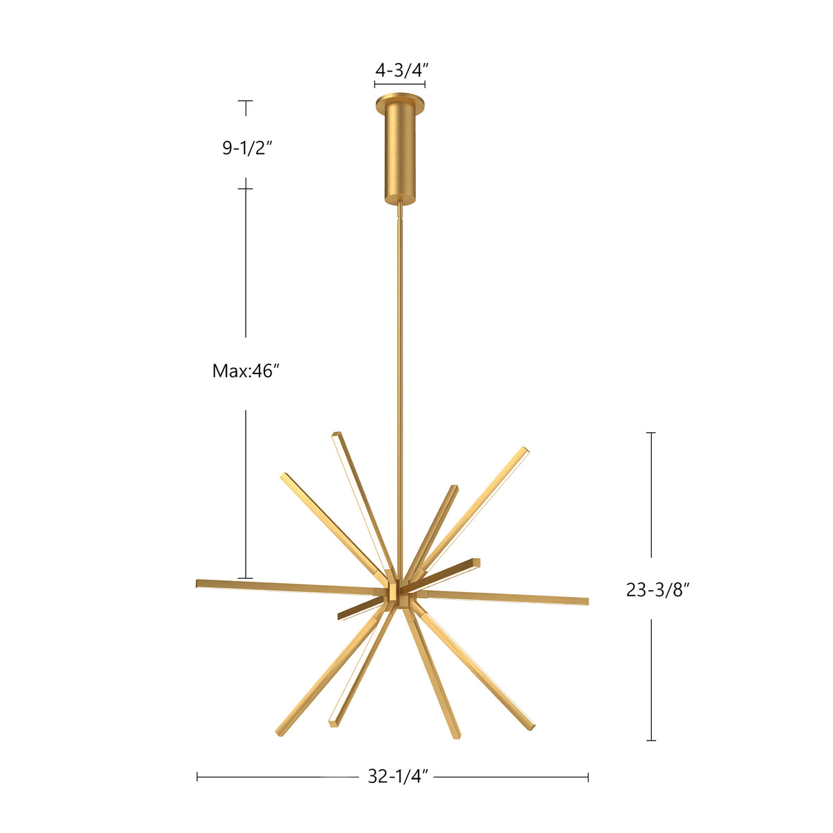 Lustre Sirius Minor Or brossé, 32 1/4" – vue 4