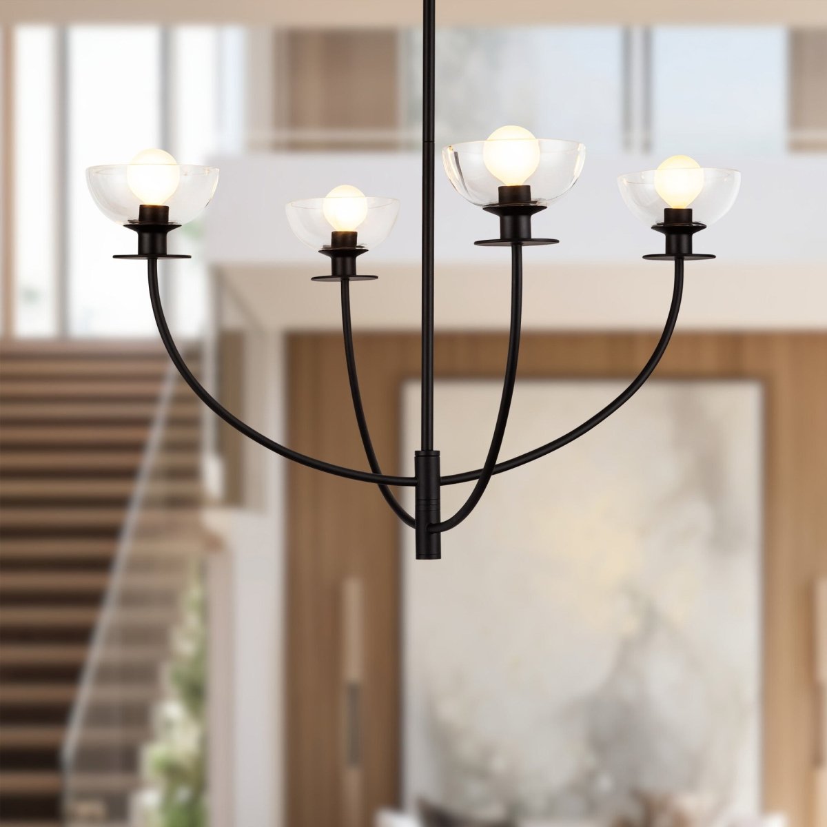 Chandelier Sylvia - Verre noir / transparent by Alora Lighting | Luminaires & cie