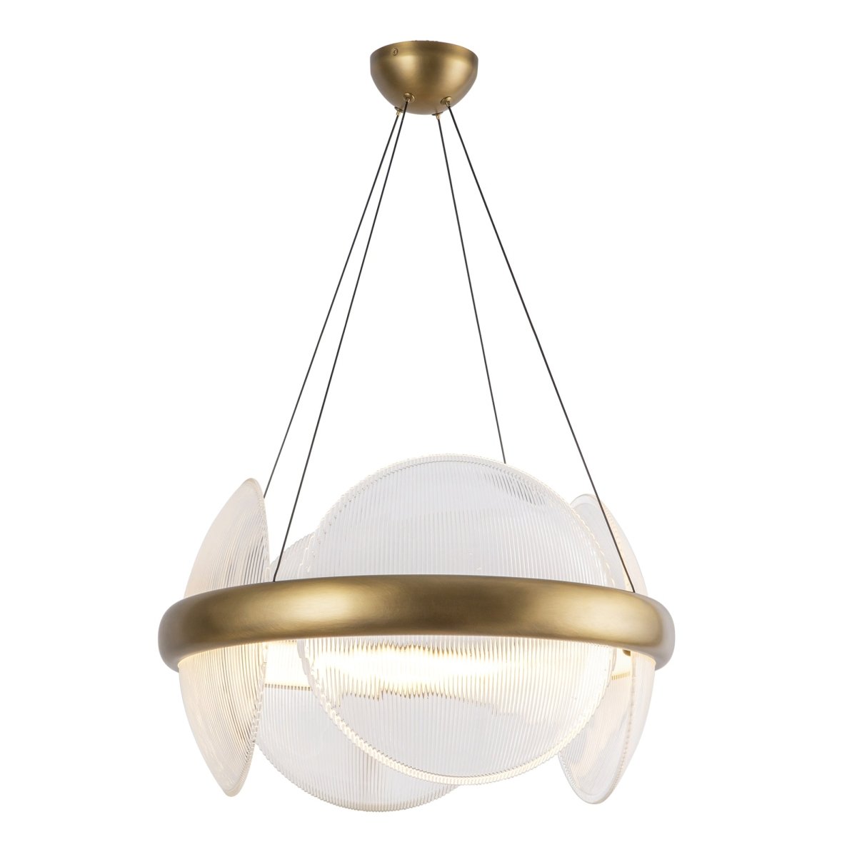 Chandelier Taurus - Vintage en laiton / verre côtelé transparent by Kuzco Lighting | Luminaires & cie