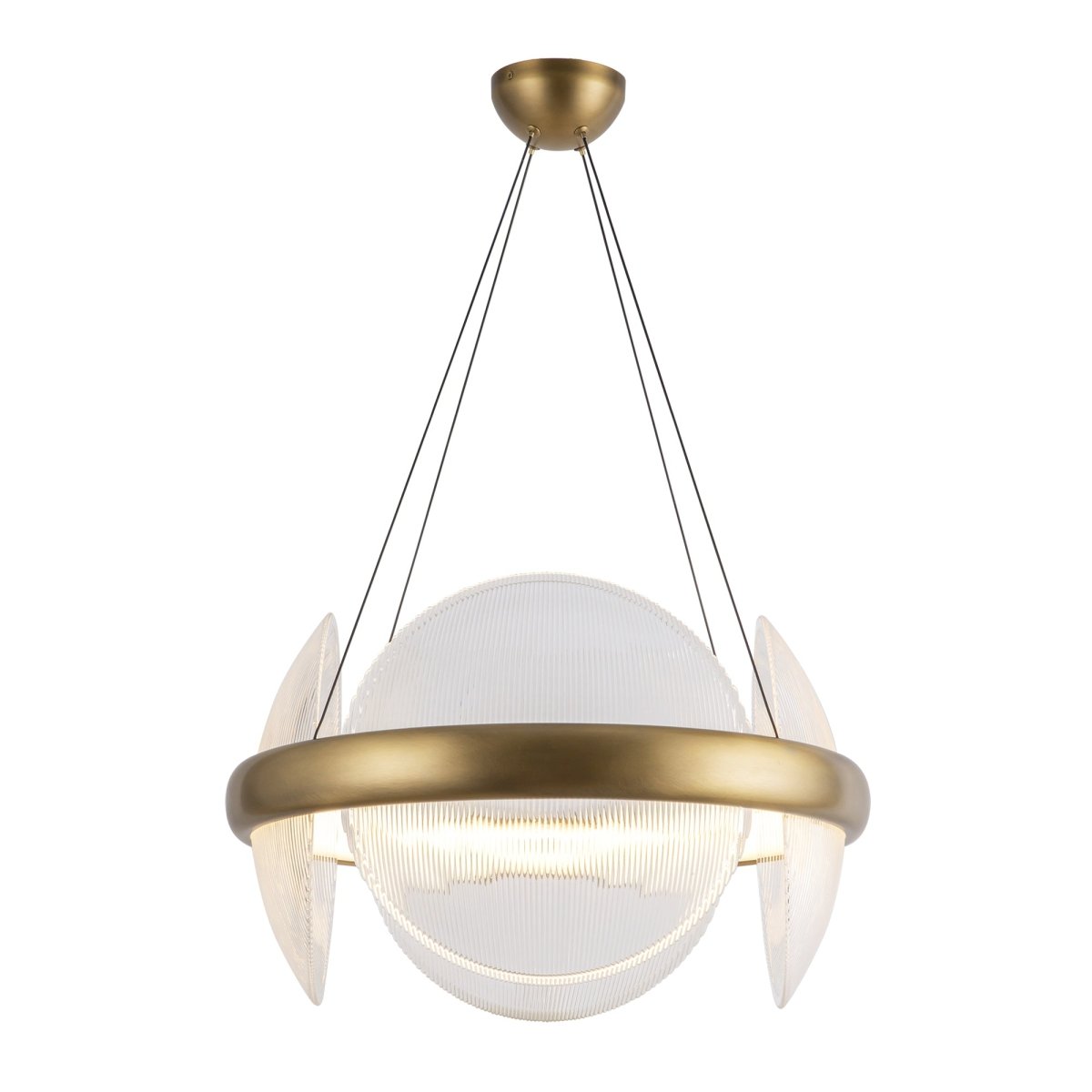 Chandelier Taurus - Vintage en laiton / verre côtelé transparent by Kuzco Lighting | Luminaires & cie