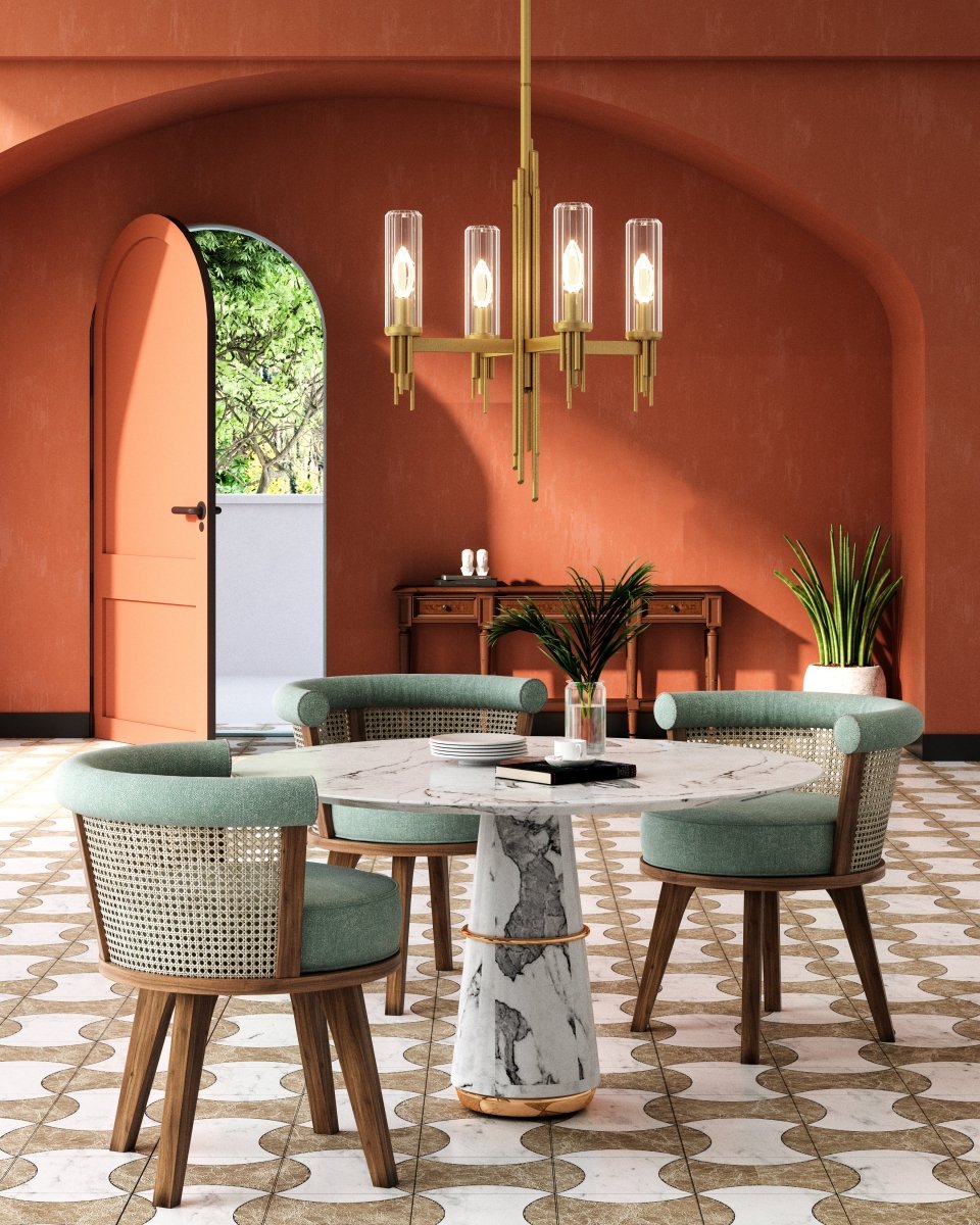 Chandelier Torres - Verre à côte / laiton vintage 18" by Alora Lighting | Luminaires & cie