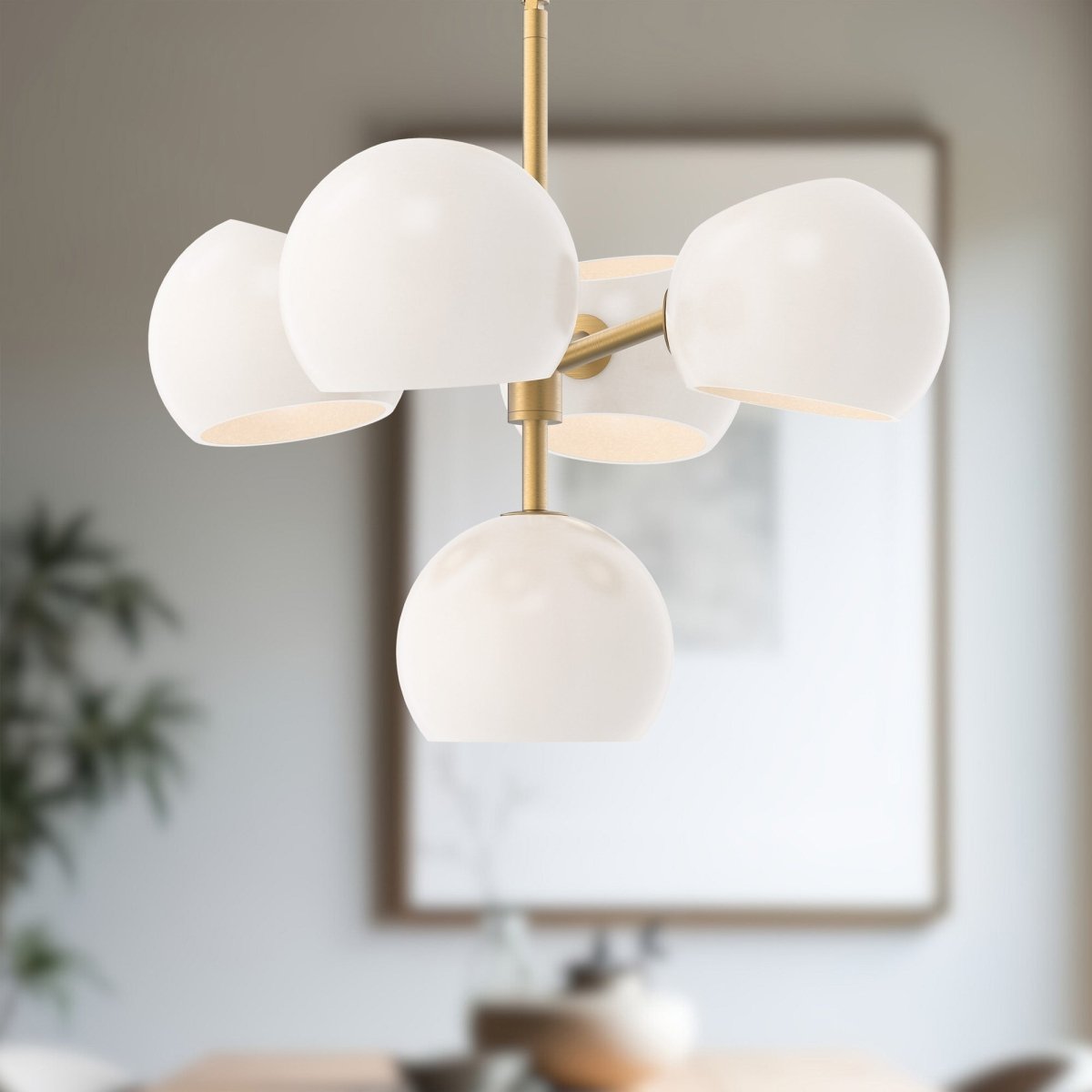 Chandelier Willow - Verre mate en or / opale brossé 18" by Alora Lighting | Luminaires & cie