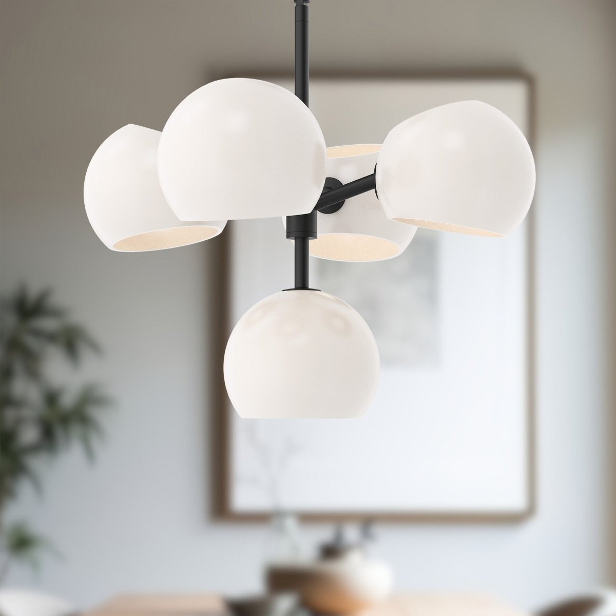 Chandelier Willow - Verre mate mat / opale mate 18" by Alora Lighting | Luminaires & cie