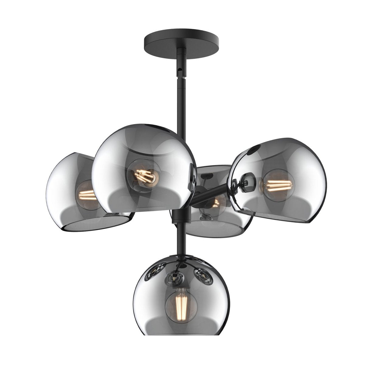 Chandelier Willow - Verre massif noir / fumé 18" by Alora Lighting | Luminaires & cie